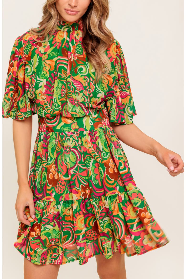 Print Minidress, Alternate, color, GREEN