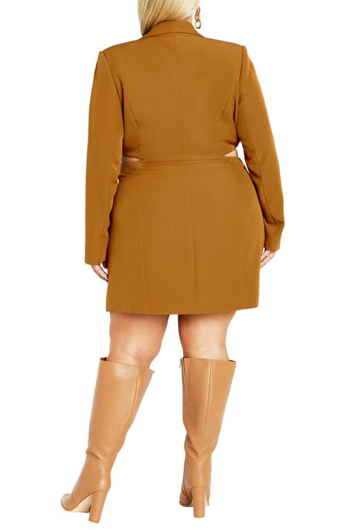 City Chic Marrie Side Cut Out Blazer Dress In Brown