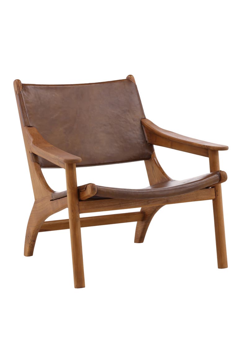 Maddox Leather Accent Chair, Main, color, Natural