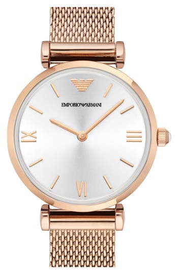 Emporio Armani Mesh Strap Watch, 32mm In Transparent