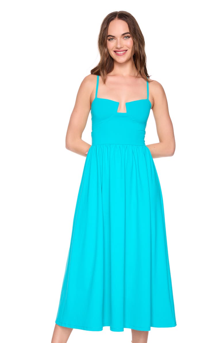 Susana Monaco Angled Wire Gathered Sleeveless Midi Dress, Alternate, color, 