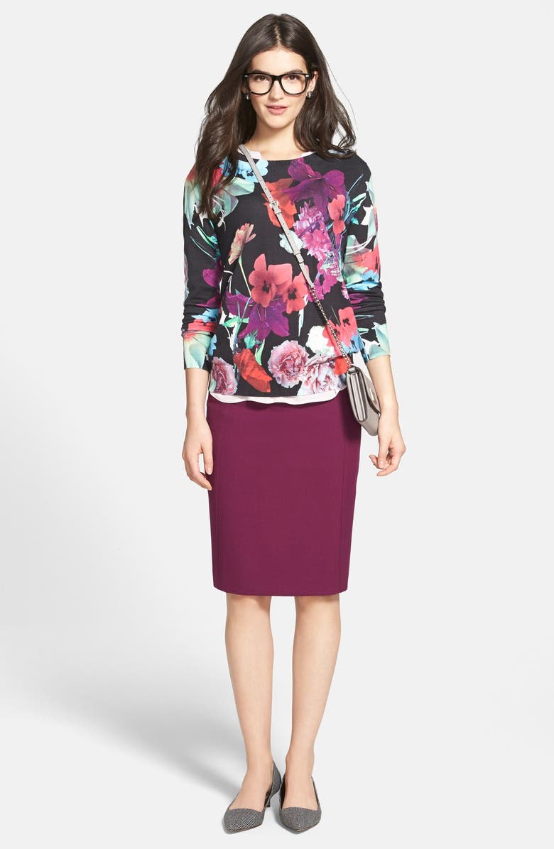 Halogen<sup>®</sup> 'Photo Floral' Cotton Sweater, Alternate, color,