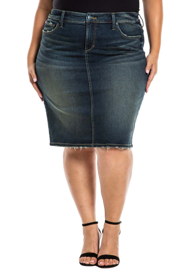Denim Pencil Skirt, Main, color, ROSELYN
