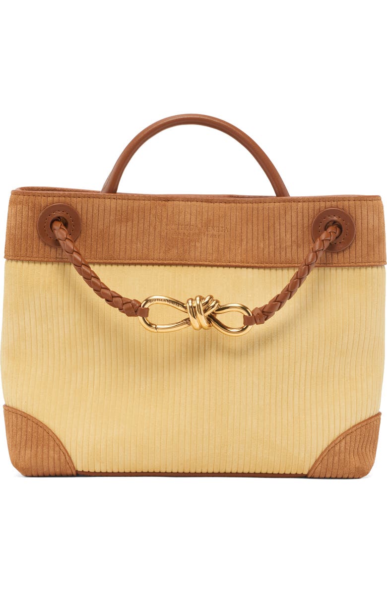 Bottega Veneta Small Andiamo Corduroy & Suede Top Handle Bag, Main, color, 9310 Butter/ Amber-Mb
