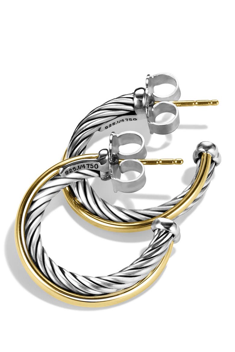 Crossover Small Hoop Earrings with Gold, Alternate, color, TWO TONE