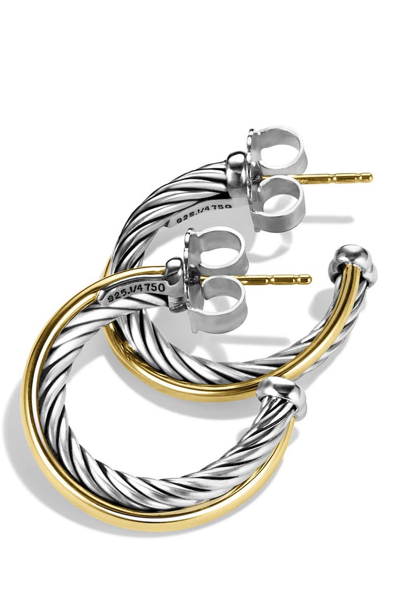 David Yurman Crossover Small Hoop Earrings with Gold, Alternate, color,