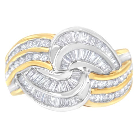 10KT Two-Toned Gold 1.0 Cttw Diamond Bypass Ring