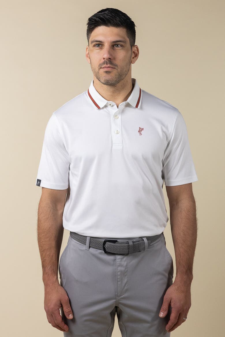 The  Golfman Polo, Alternate, color, White/Terracotta