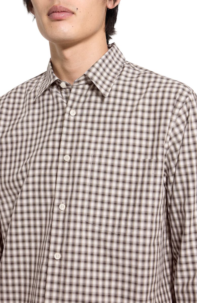 Theory Weekend Park Check Flannel Button-Up Shirt, Alternate, color, Morel Multi