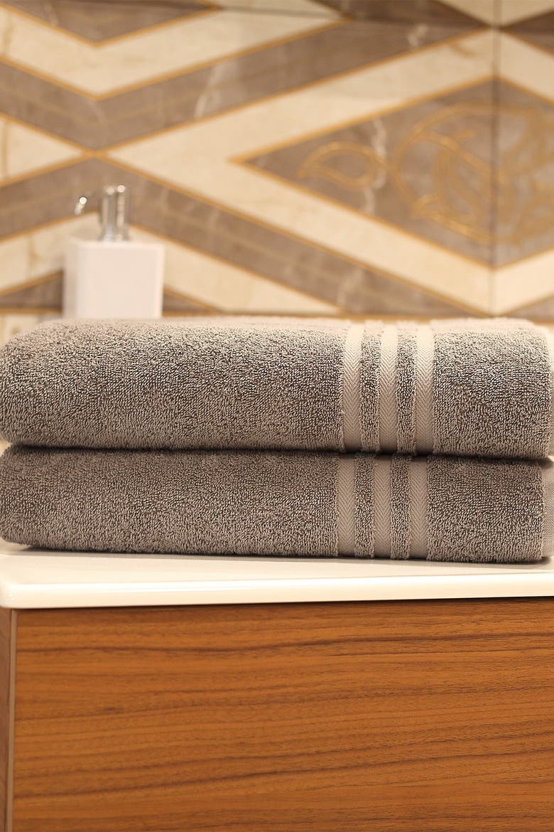 Denzi Bath Towels - Set of 2 - Dark Grey, Alternate, color, DARK GREY