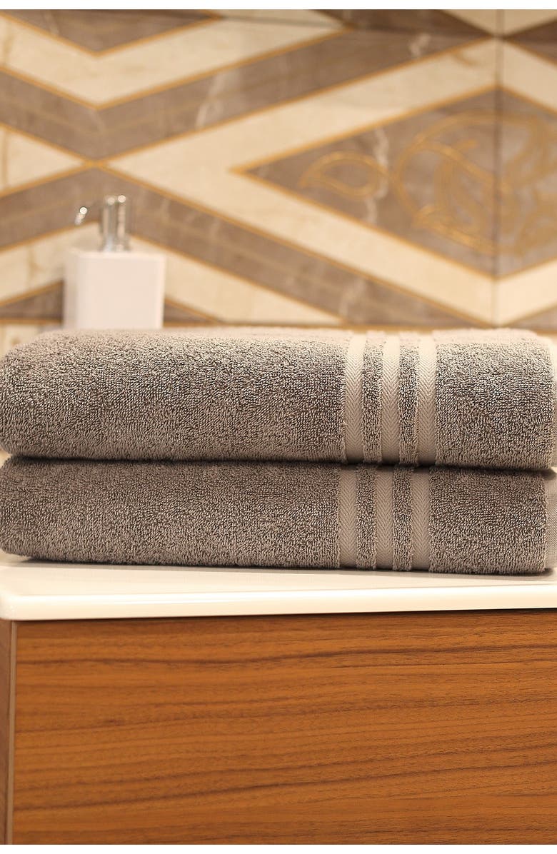 Linum Home Textiles Denzi Bath Towels - Set of 2 - Dark Grey, Alternate, color, Dark Grey