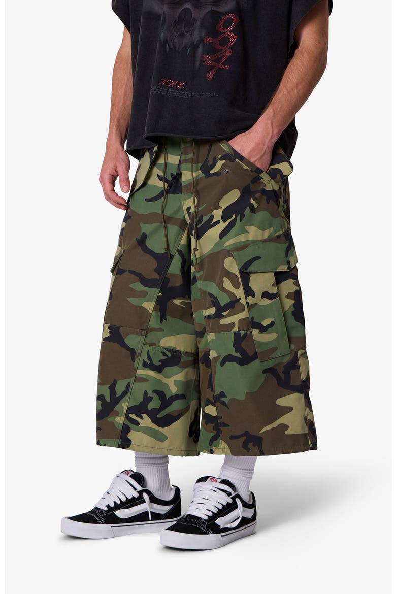 Extra Long Camo Cargo Shorts, Alternate, color, CAMO