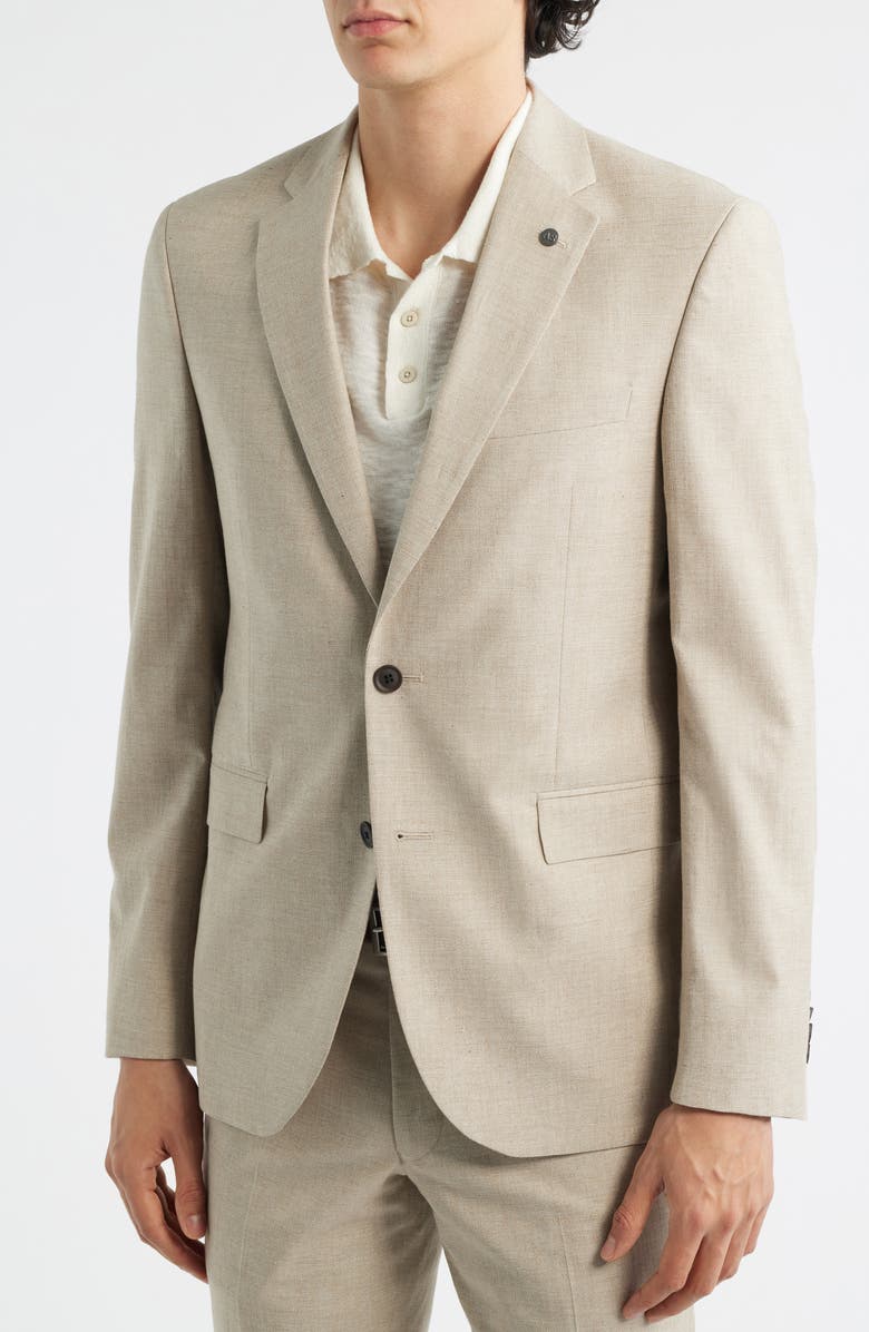 AllSaints Ross Slim Fit Tan Cotton & Wool Blend Suit, Alternate, color, Sand