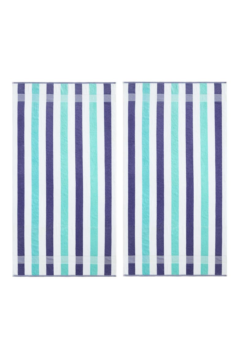 Pop Color Stripe 2-Piece Beach Towel Set, Main, color, MEDIUM / DARK BLUE
