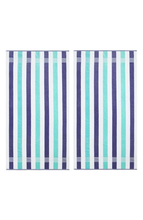 Pop Color Stripe 2-Piece Beach Towel Set