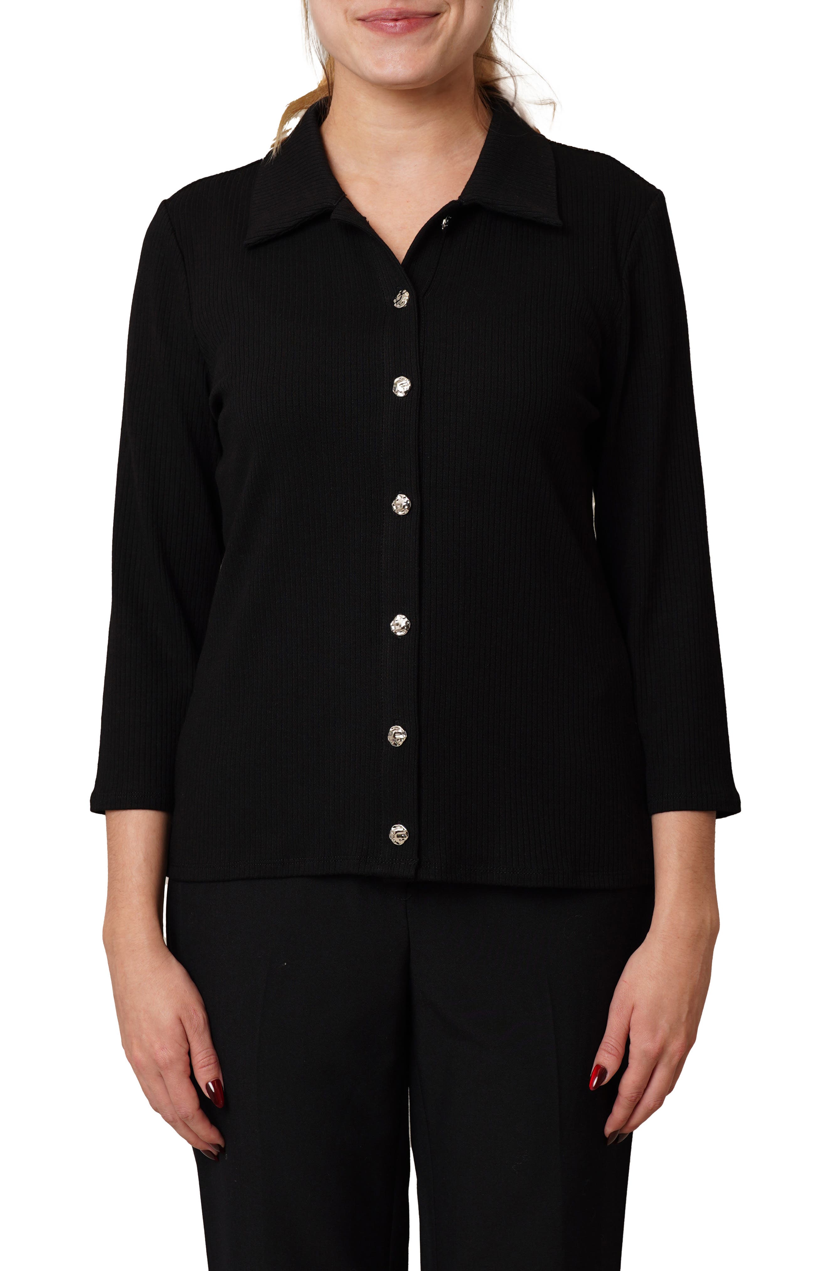 CYRUS Buttoned Ribbed Knit Top