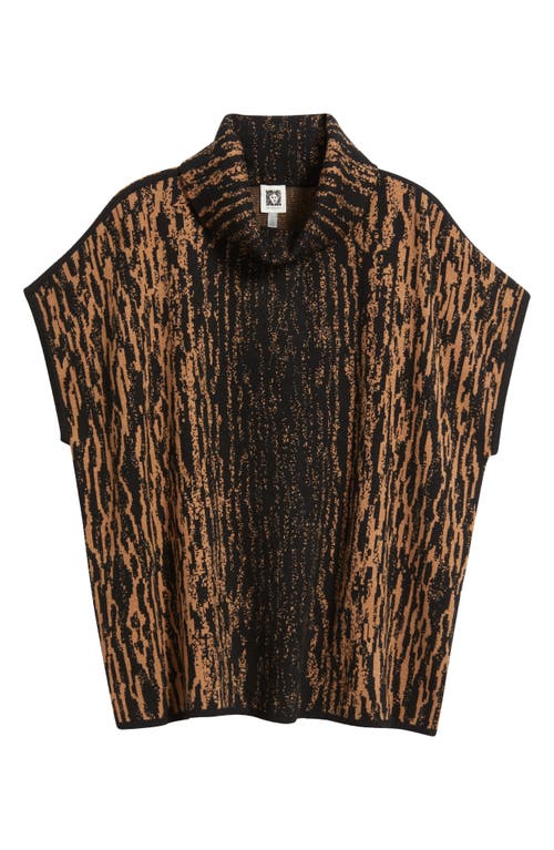 Anne Klein Animal Stripe Short Sleeve Tunic Sweater In Animal Print