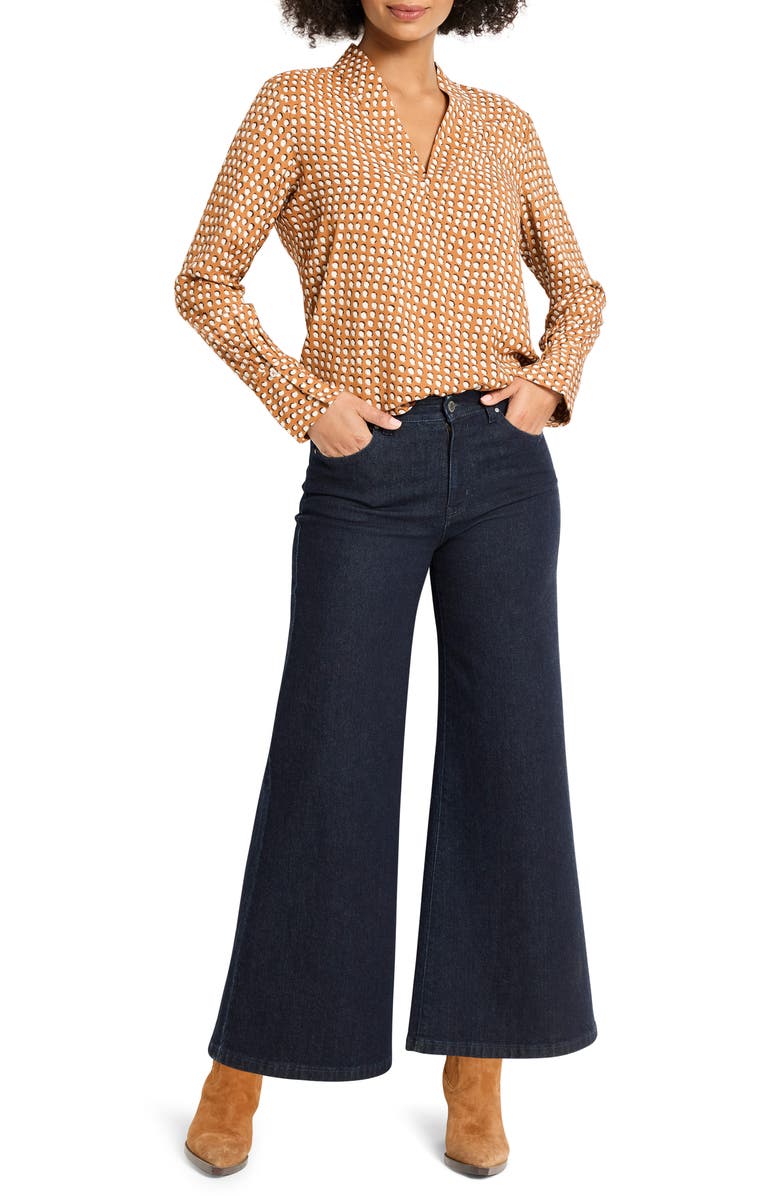 NIC+ZOE Shadow Dot Long Sleeve Top, Alternate, color, Neutral Multi