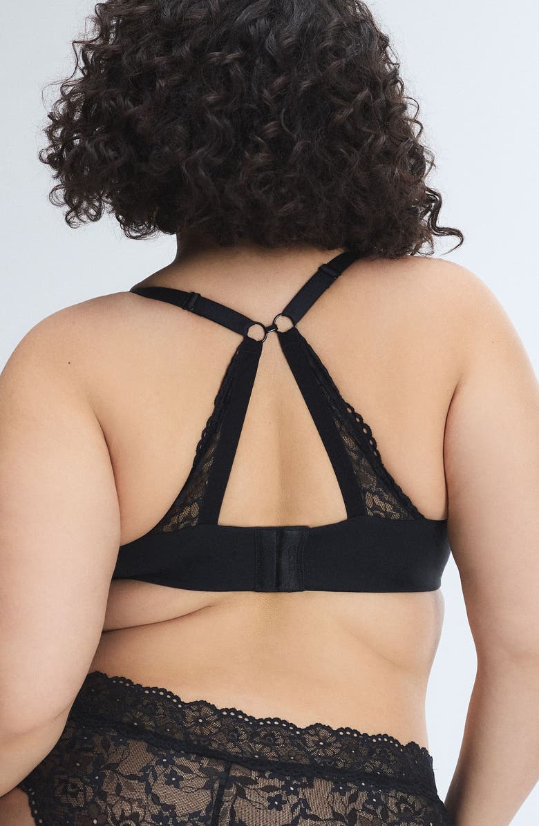 SAVAGE X FENTY Soft 'N Savage Lightly Lined Convertible Lace Demi Bra, Alternate, color, Black Caviar