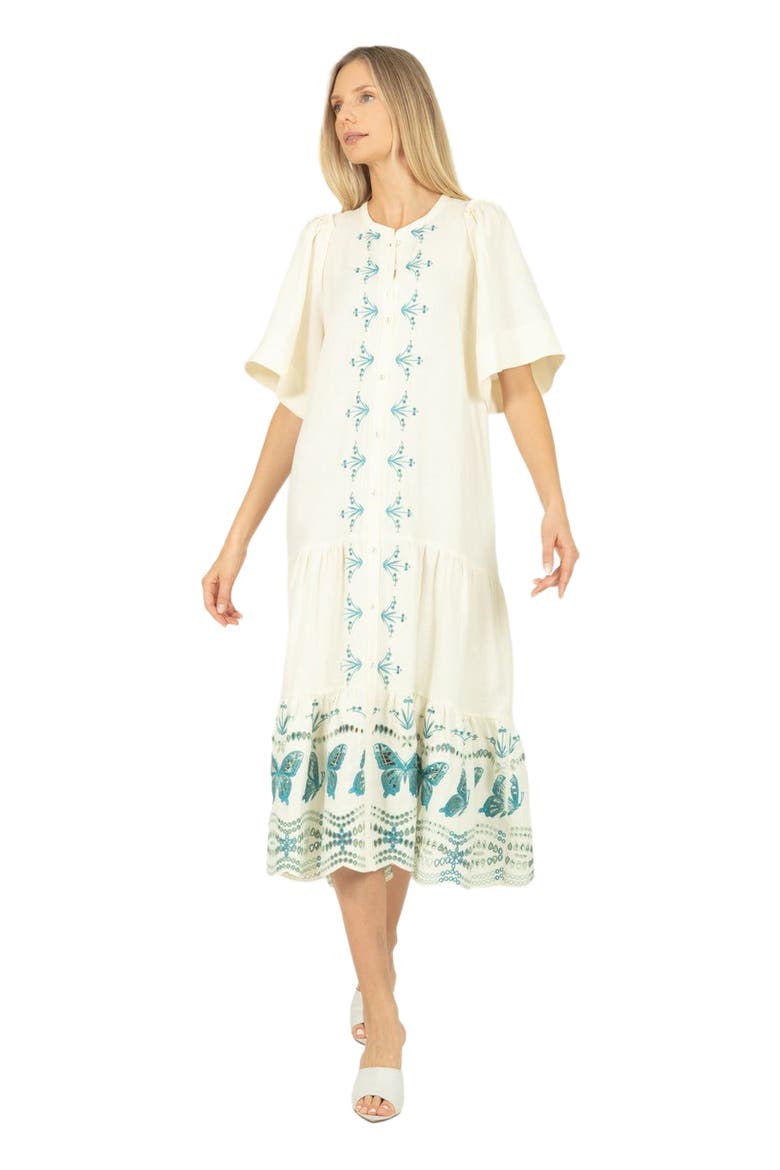 Marcella Dress, Alternate, color, CRÈME & MULTI BLUE EMBROIDERY