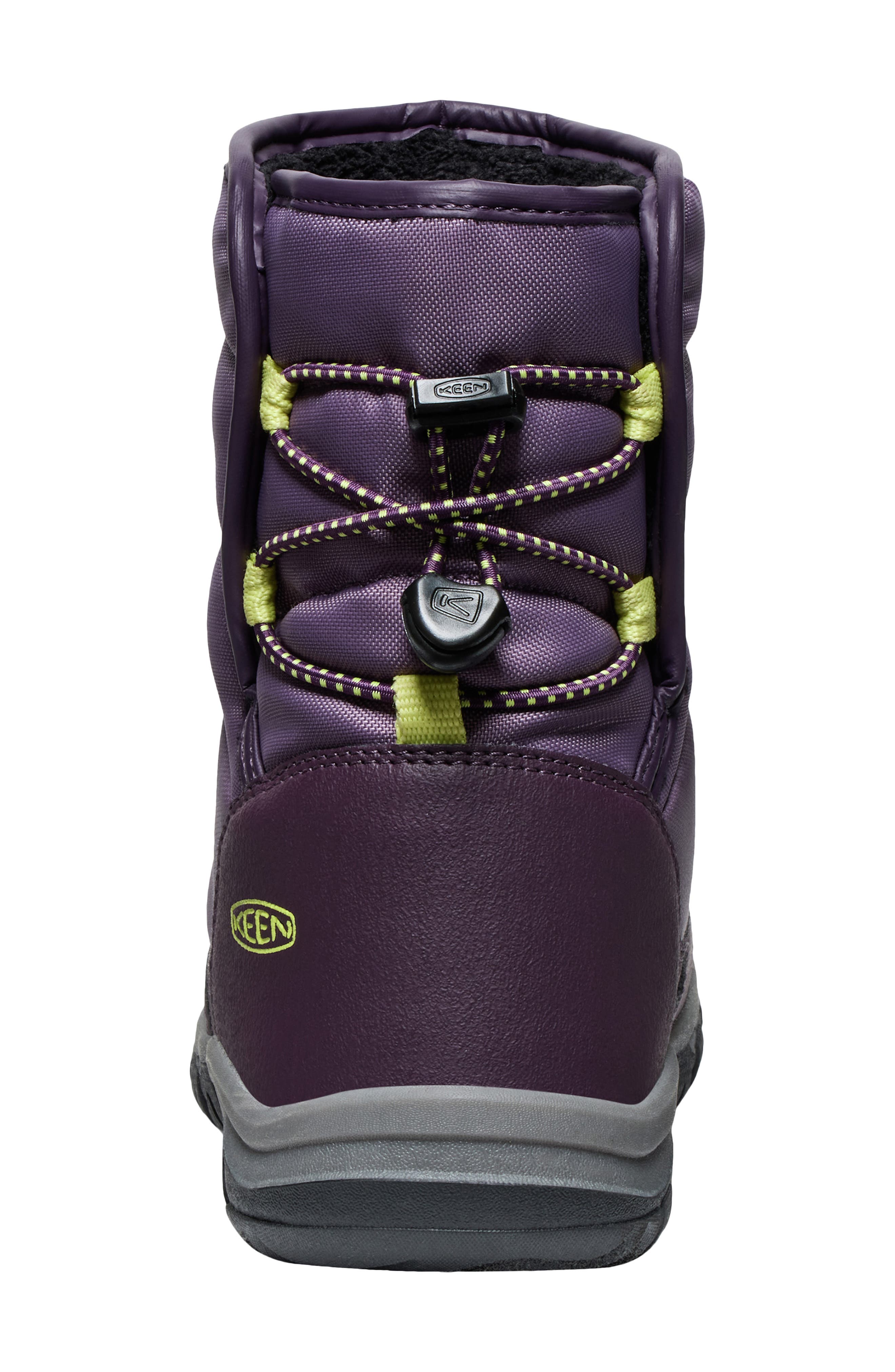 KEEN Kids' Puffrider Boot, Alternate, color, Black Plum/ Daiquiri Green
