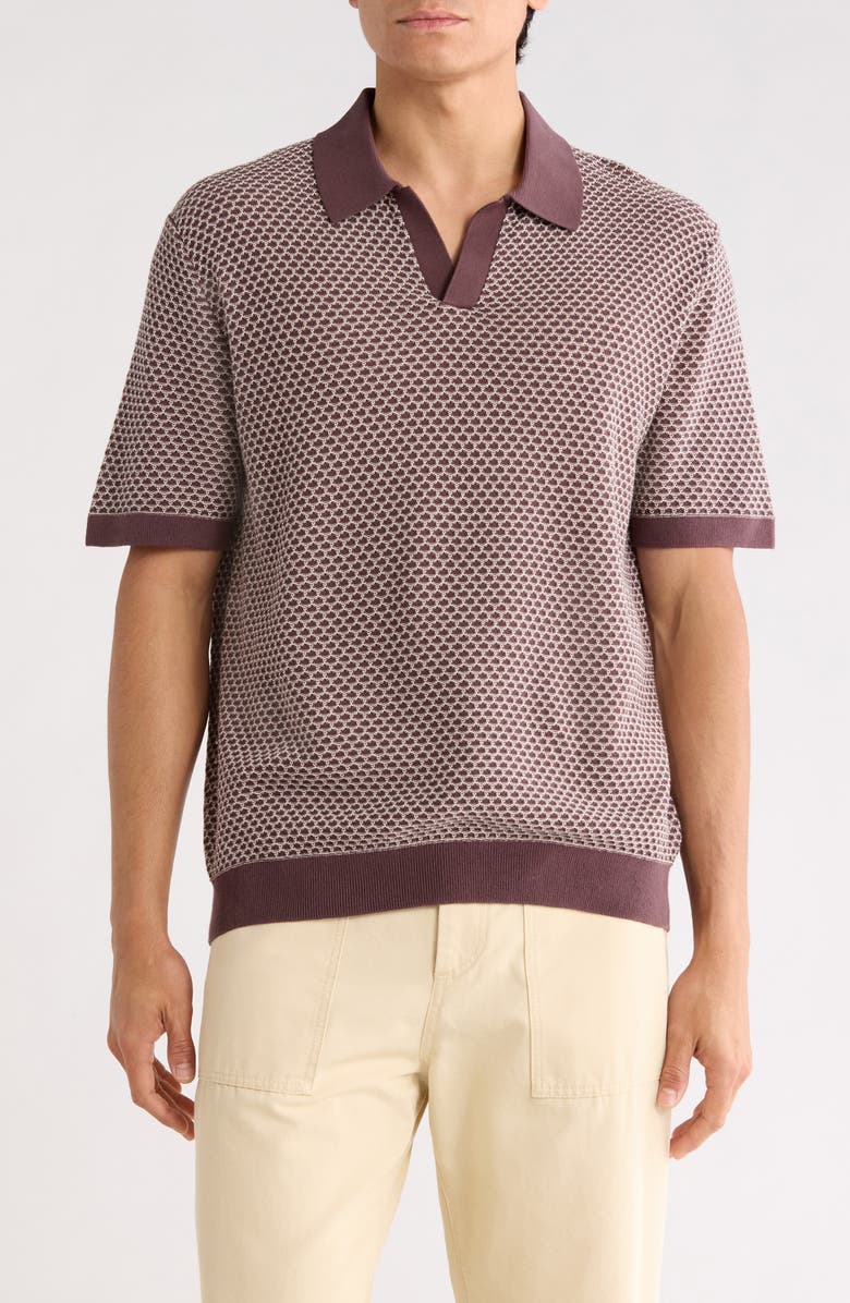 Madewell Johnny Collar Sweater Polo, Main, color, Rum Raisin
