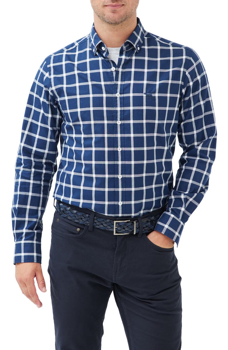 Rodd & Gunn Check Button-Down Oxford Shirt, Main, color, Navy