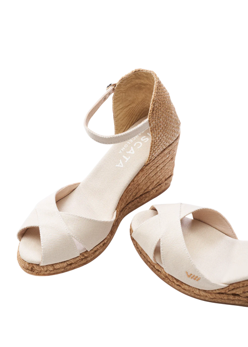 Viscata Aiguablava Canvas Espadrille Sandal Wedges In Beige