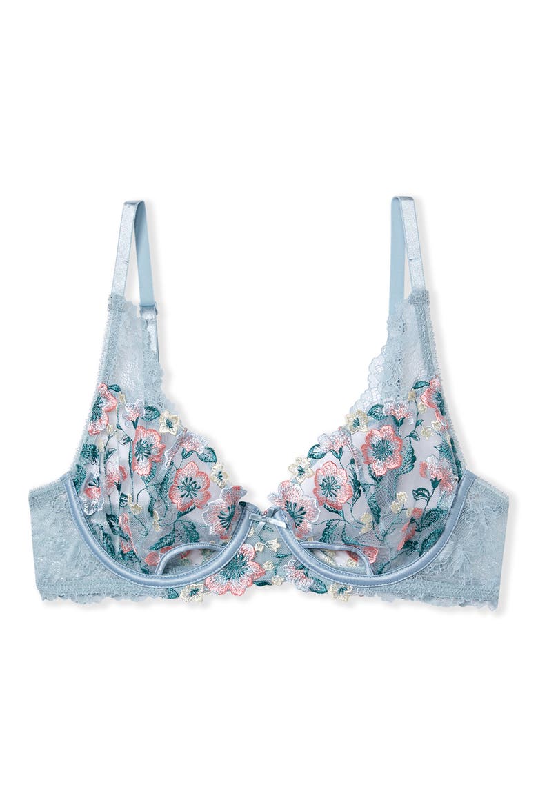 Allure Classique Embroidered Underwire Bra, Alternate, color, BLUE LAGON