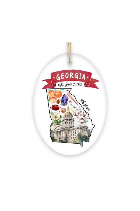 Georgia Peach State Landmarks Oval Ceramic Ornament