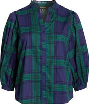 SUGARLIPS Ima Harrisville Plaid Button-Up Cotton Shirt