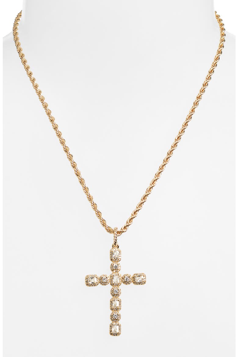 Lavina Cross Pendant Necklace, Alternate, color, GOLD
