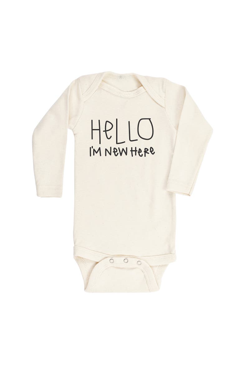 Hello, I'm New Here Organic Cotton Bodysuit, Main, color, NATURAL