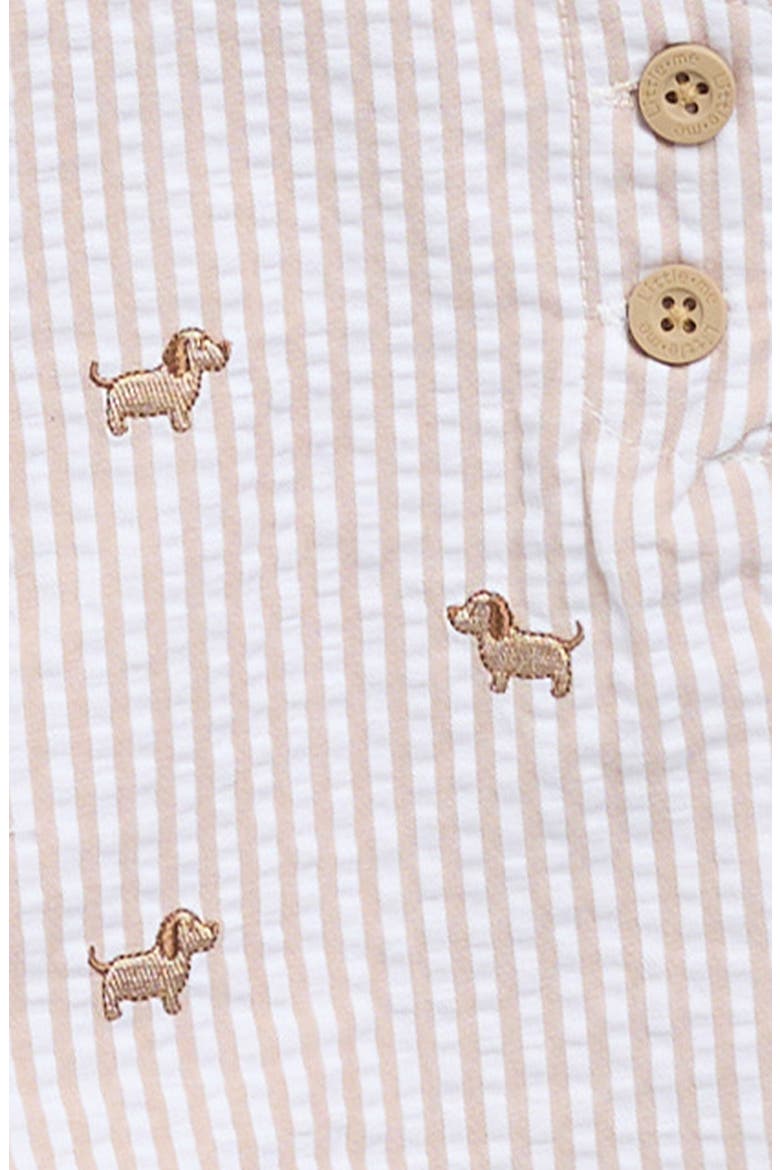 Puppy Polo & Embroidered Shortalls Set, Alternate, color, TAN
