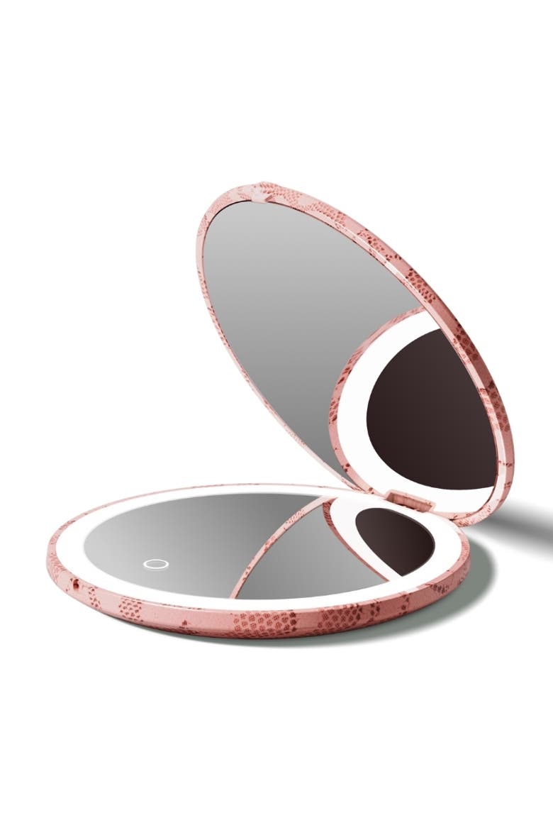 Mini Taylor LED Compact Mirror, Alternate, color, Mocha Lace