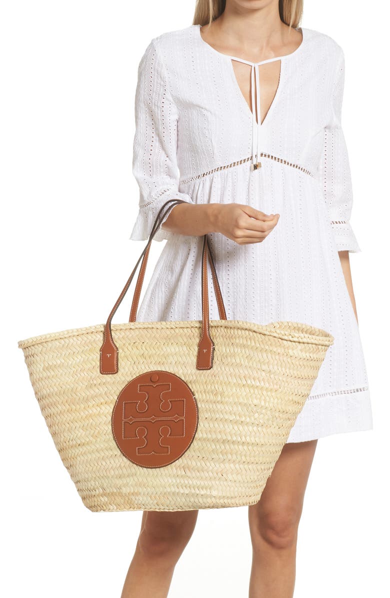 Tory Burch Ella Large Straw Basket Tote, Alternate, color,