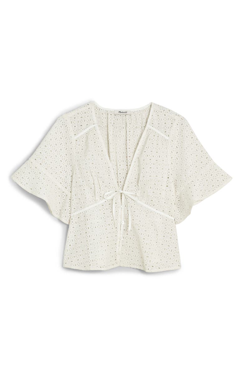 Madewell Eyelet Tie Front Top, Alternate, color, 