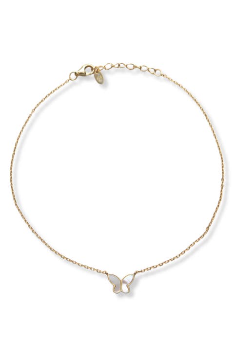 Mother-of-Pearl Butterfly Pendant Anklet