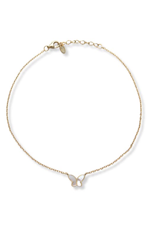 Argento Vivo Sterling Silver Mother-of-pearl Butterfly Pendant Necklace In Gold
