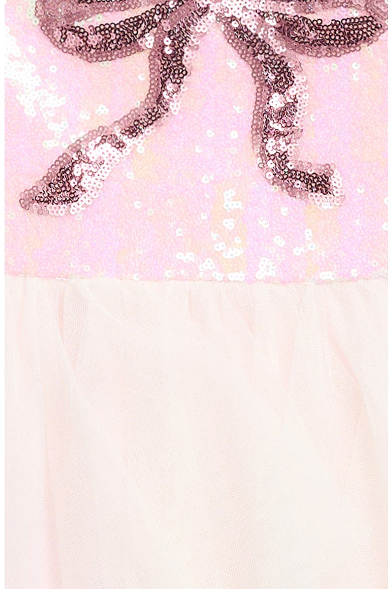 Sequin Bow Ruffle Tulle Dress, Alternate, color, BLUSH