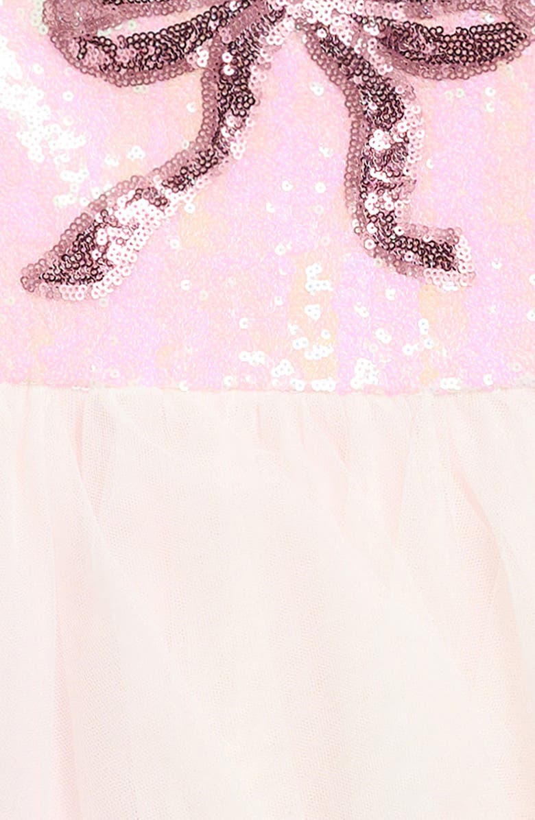 Zunie Sequin Bow Ruffle Tulle Dress, Alternate, color, Blush
