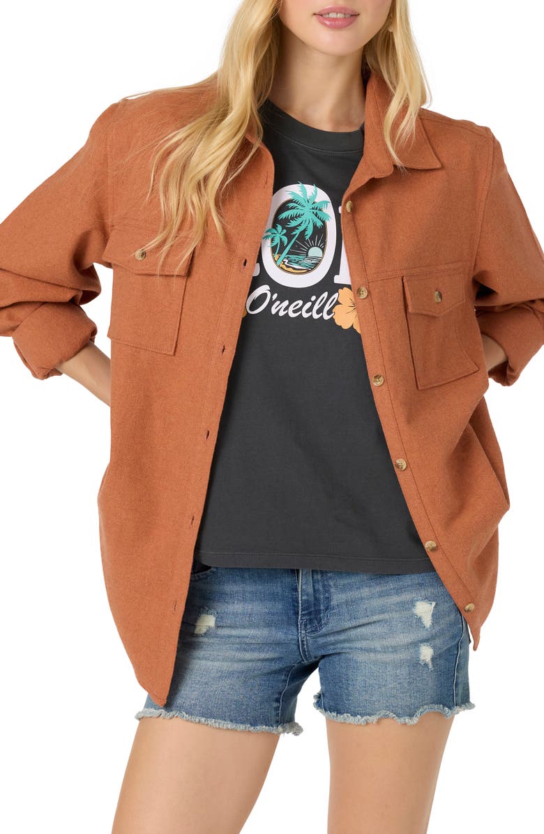 O'Neill Brooks Oversize Cotton Flannel Button-Up Shirt, Alternate, color, 