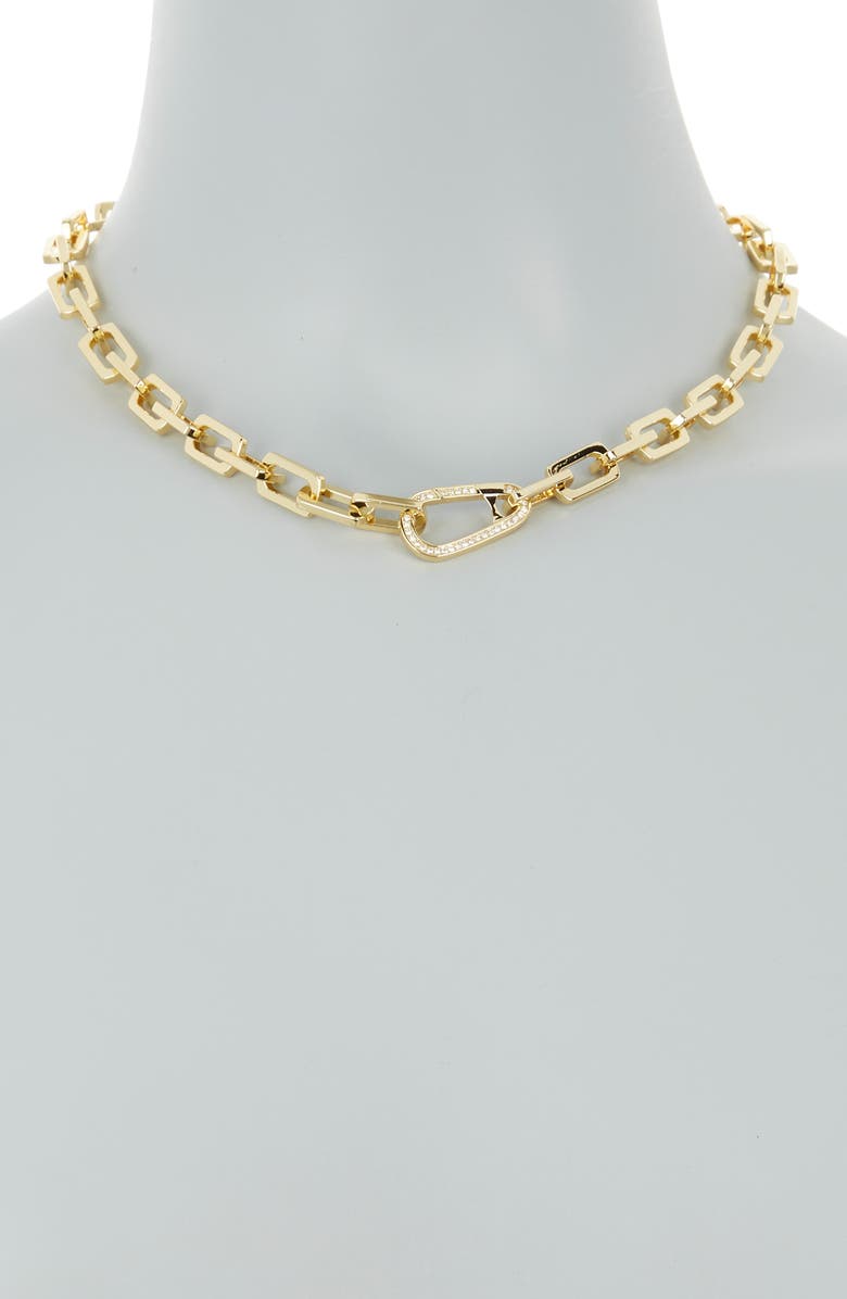 Covet Crystal Pavé Carabiner Chain Necklace, Alternate, color, 