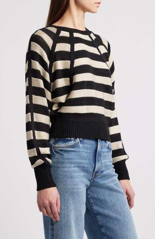 Frame Stripe Raglan Sleeve Crewneck Sweater In Multi