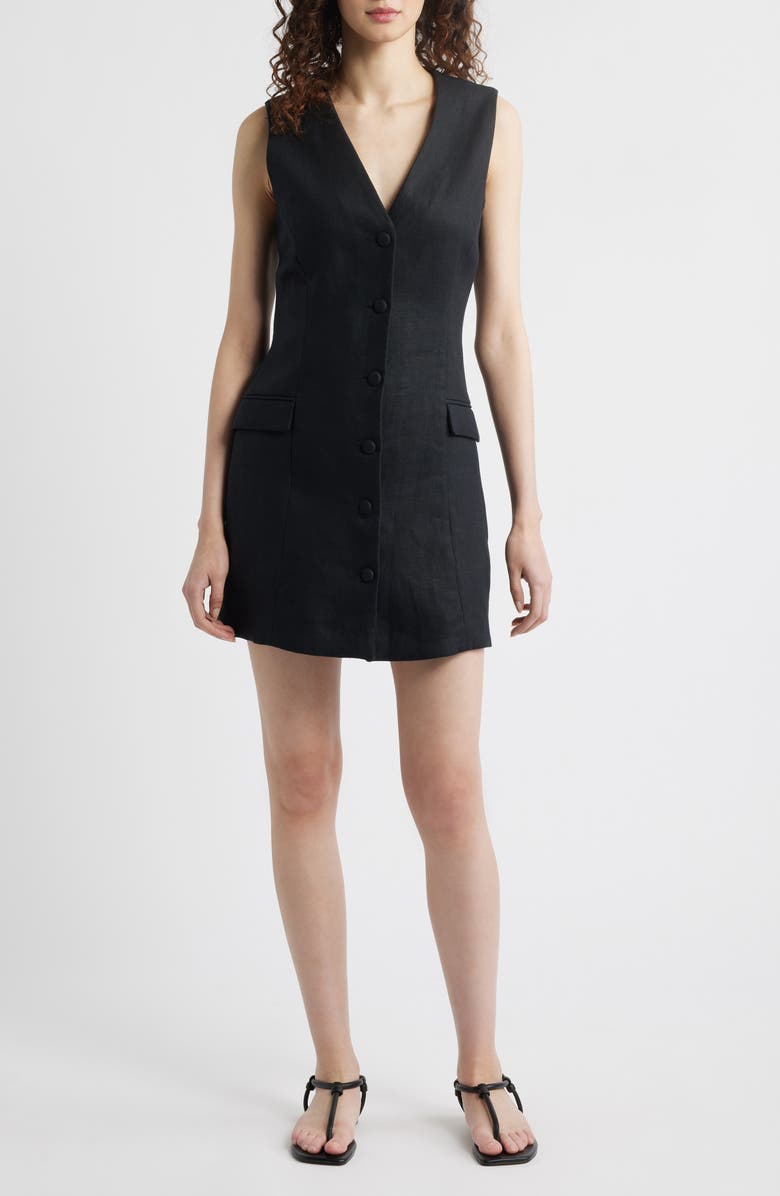 Faithfull the Brand Eloise Linen Minidress, Main, color, Black