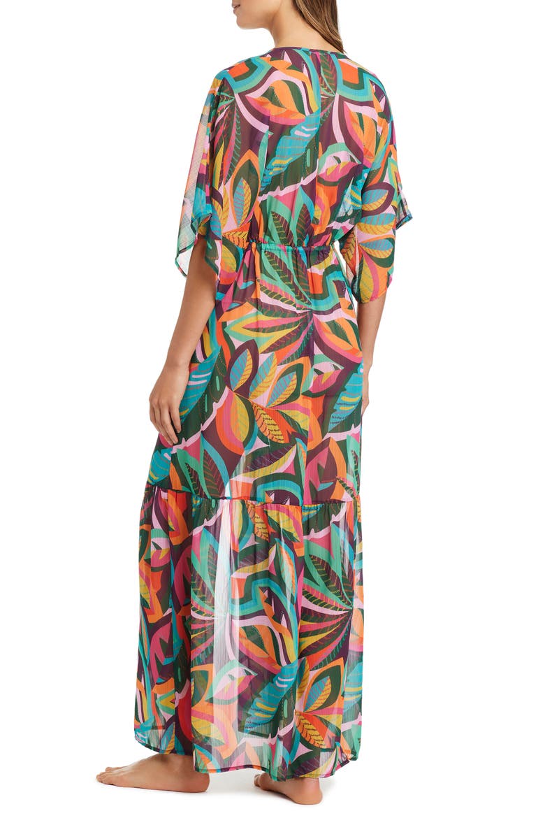 Floral Surplice Cover-Up Maxi Dress, Alternate, color, MULTI