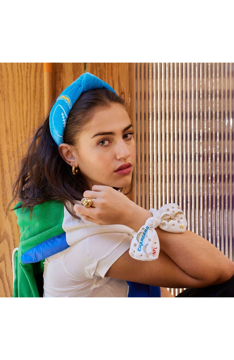 Lele Sadoughi La Chargers Embroidered Knotted Headband, Alternate, color, Powder Blue 400