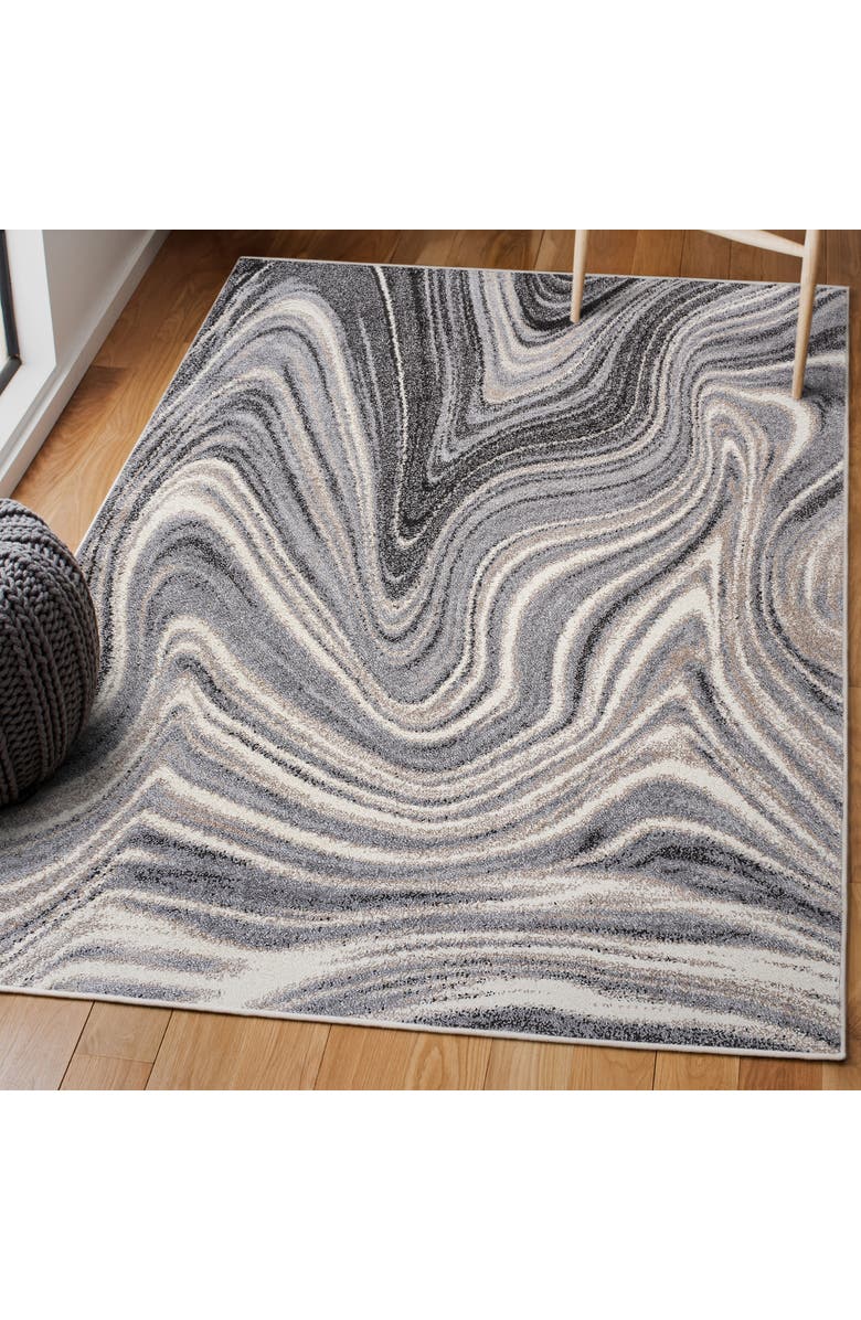 JONATHAN Y Eleni Contemporary Glam Abstract Marble Area Rug, Alternate, color, Charcoal/Cream