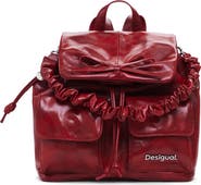 Desigual Bow Accent Faux Leather Backpack