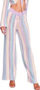 Capittana Paloma Stripe Openwork Crochet Cover-Up Pants